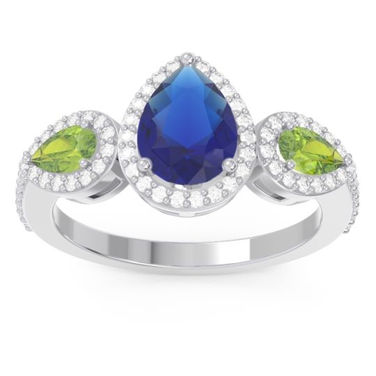 Halo Three Stone Pear Shape Varsana Ring