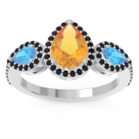 Halo Three Stone Pear Shape Varsana Ring