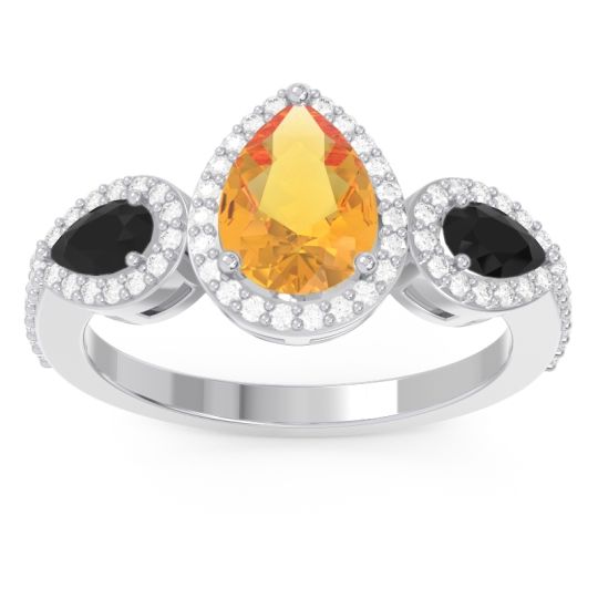 Halo Three Stone Pear Shape Varsana Ring