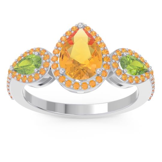 Halo Three Stone Pear Shape Varsana Ring