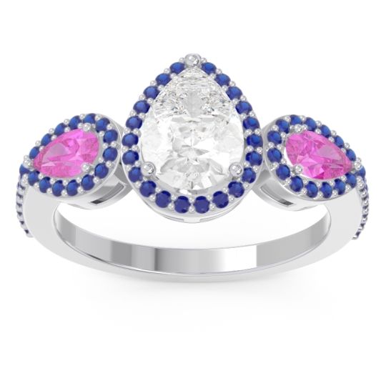 Halo Three Stone Pear Shape Varsana Ring