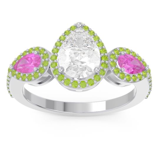 Halo Three Stone Pear Shape Varsana Ring