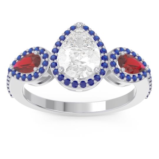 Halo Three Stone Pear Shape Varsana Ring