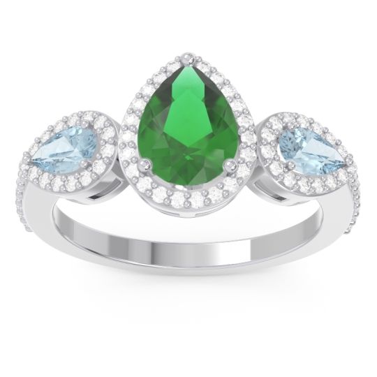 Halo Three Stone Pear Shape Varsana Ring