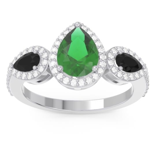 Halo Three Stone Pear Shape Varsana Ring