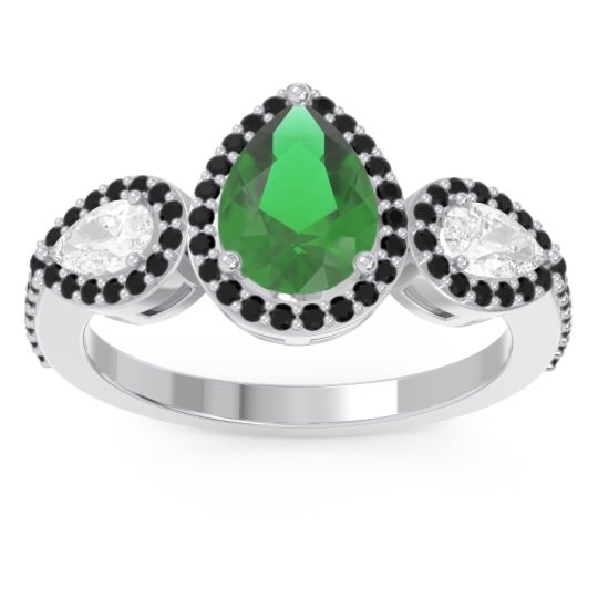 Halo Three Stone Pear Shape Varsana Ring