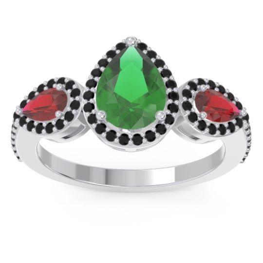 Halo Three Stone Pear Shape Varsana Ring