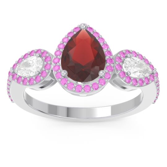 Halo Three Stone Pear Shape Varsana Ring