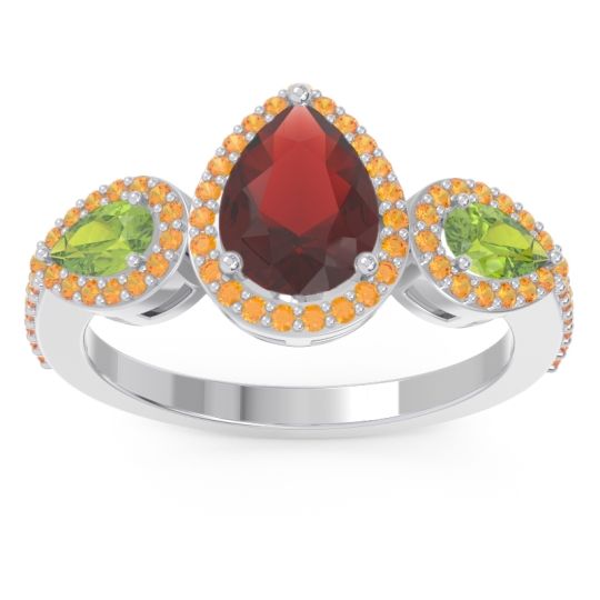 Halo Three Stone Pear Shape Varsana Ring