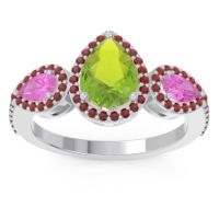 Halo Three Stone Pear Shape Varsana Ring