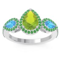 Halo Three Stone Pear Shape Varsana Ring