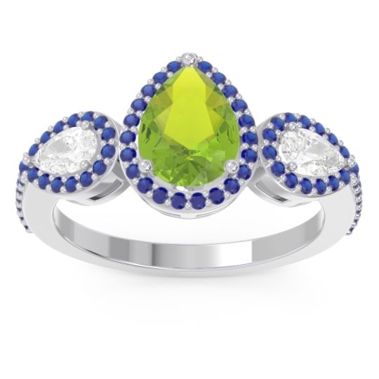 Halo Three Stone Pear Shape Varsana Ring