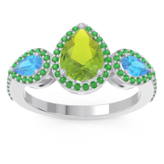 Halo Three Stone Pear Shape Varsana Ring