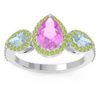 Halo Three Stone Pear Shape Varsana Ring