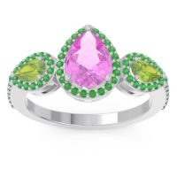 Halo Three Stone Pear Shape Varsana Ring