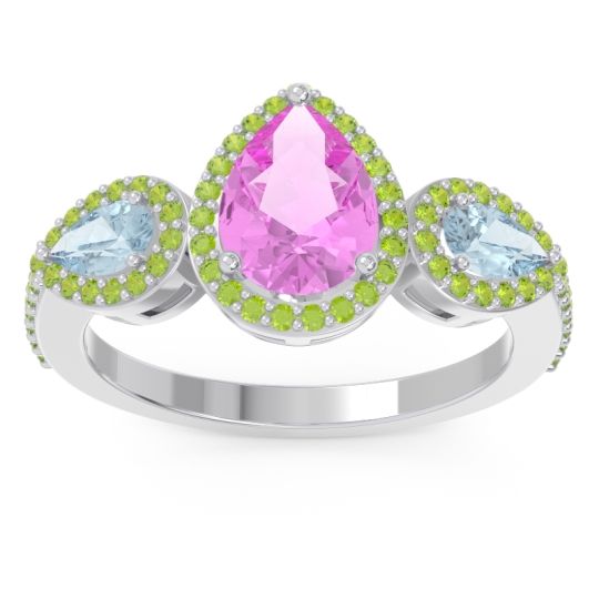 Halo Three Stone Pear Shape Varsana Ring