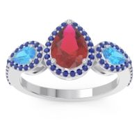 Halo Three Stone Pear Shape Varsana Ring