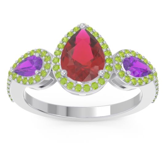 Halo Three Stone Pear Shape Varsana Ring