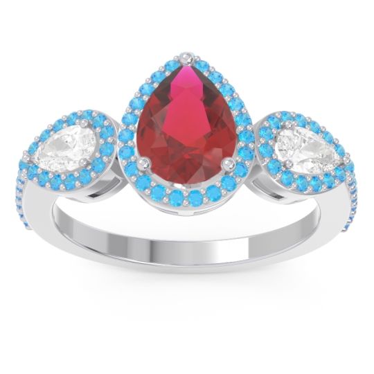 Halo Three Stone Pear Shape Varsana Ring