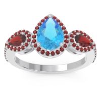 Halo Three Stone Pear Shape Varsana Ring