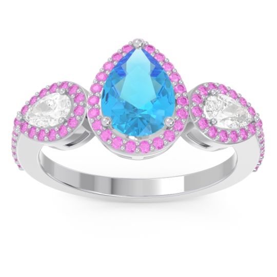 Halo Three Stone Pear Shape Varsana Ring