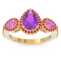 Halo Three Stone Pear Shape Varsana Ring