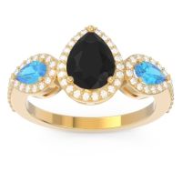 Halo Three Stone Pear Shape Varsana Ring
