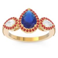 Halo Three Stone Pear Shape Varsana Ring
