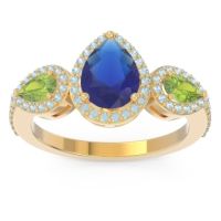 Halo Three Stone Pear Shape Varsana Ring