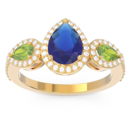 Halo Three Stone Pear Shape Varsana Ring
