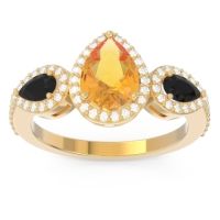 Halo Three Stone Pear Shape Varsana Ring