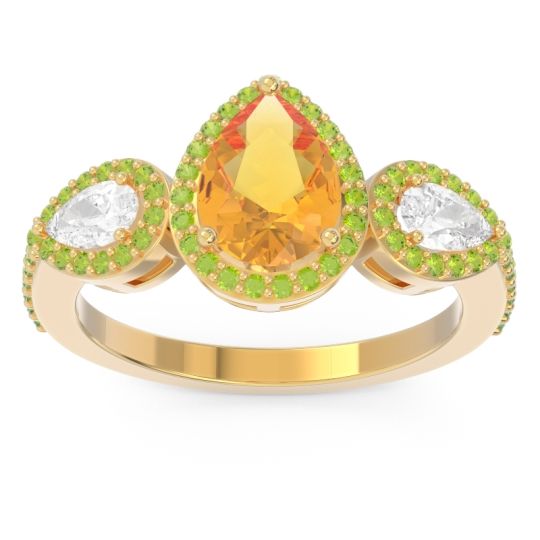 Halo Three Stone Pear Shape Varsana Ring