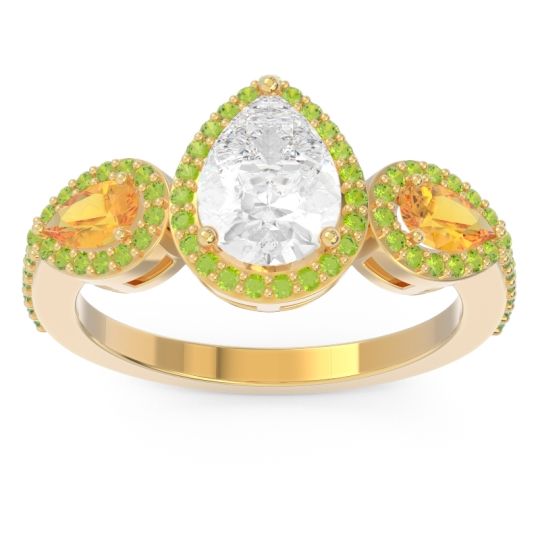 Halo Three Stone Pear Shape Varsana Ring