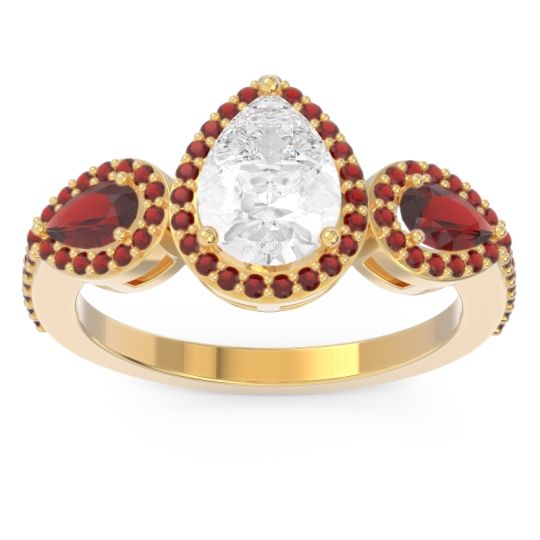Halo Three Stone Pear Shape Varsana Ring