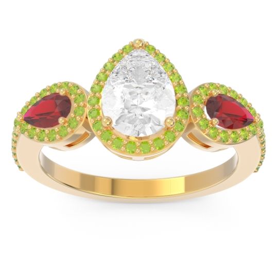 Halo Three Stone Pear Shape Varsana Ring