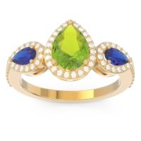 Halo Three Stone Pear Shape Varsana Ring