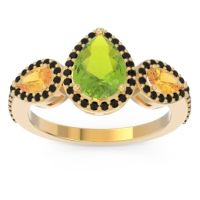 Halo Three Stone Pear Shape Varsana Ring
