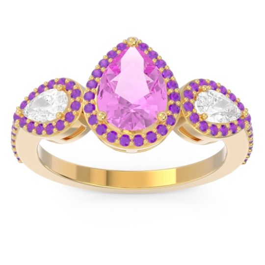 Halo Three Stone Pear Shape Varsana Ring