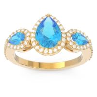 Halo Three Stone Pear Shape Varsana Ring