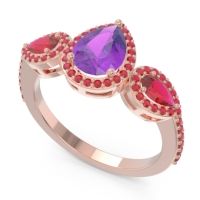 Halo Three Stone Pear Shape Varsana Ring