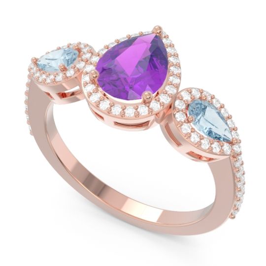 Halo Three Stone Pear Shape Varsana Ring