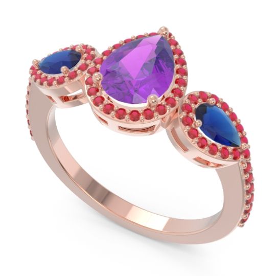 Halo Three Stone Pear Shape Varsana Ring
