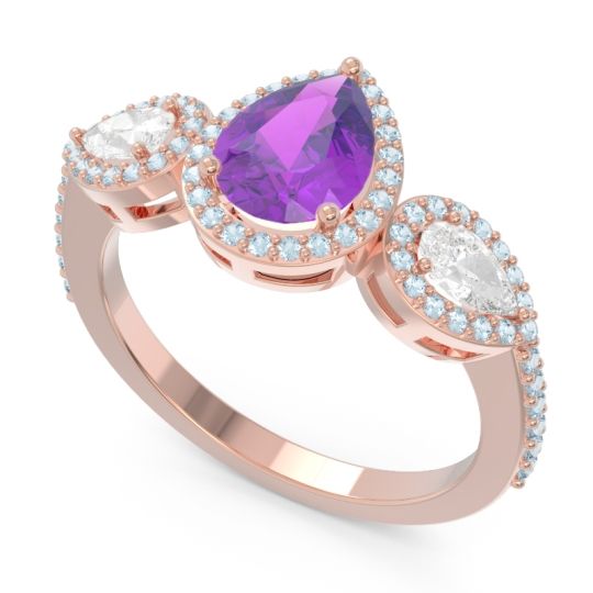 Halo Three Stone Pear Shape Varsana Ring