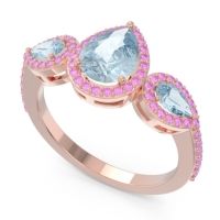 Halo Three Stone Pear Shape Varsana Ring