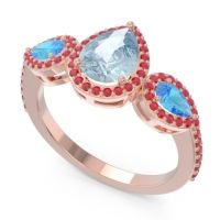 Halo Three Stone Pear Shape Varsana Ring