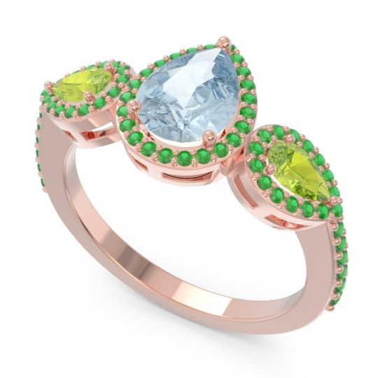 Halo Three Stone Pear Shape Varsana Ring