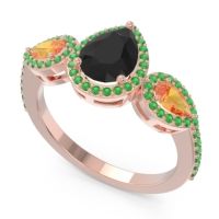 Halo Three Stone Pear Shape Varsana Ring