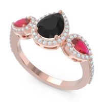 Halo Three Stone Pear Shape Varsana Ring