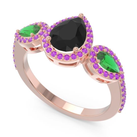 Halo Three Stone Pear Shape Varsana Ring