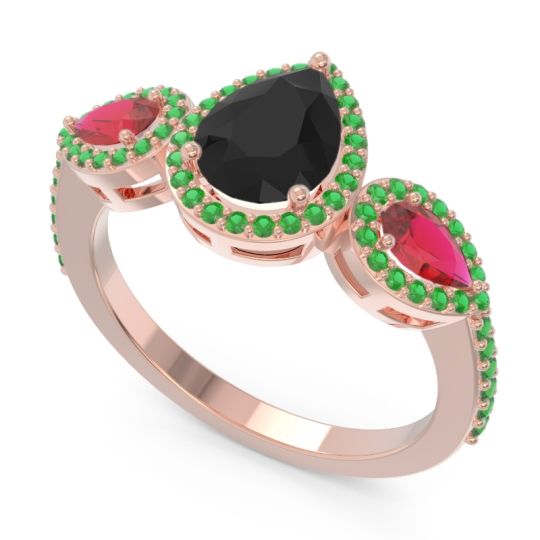 Halo Three Stone Pear Shape Varsana Ring